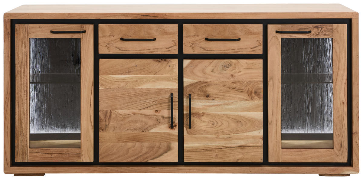 SIDEBOARD  in 170/80/40 cm  - Schwarz/Akaziefarben, LIFESTYLE, Glas/Holz (170/80/40cm) - Landscape