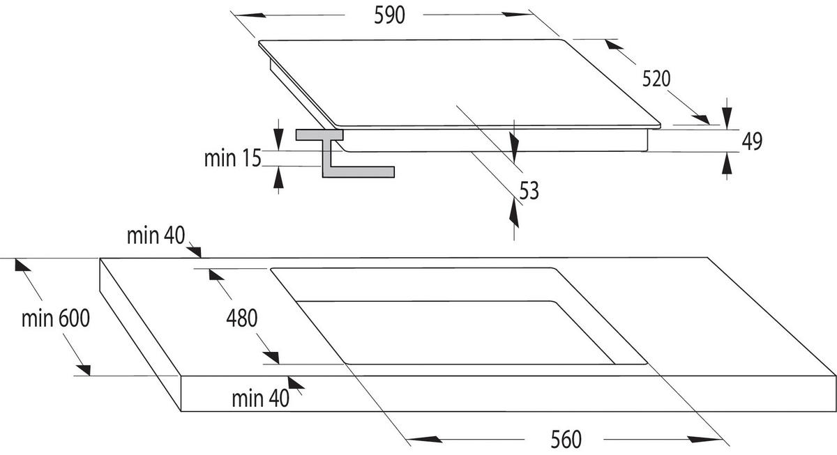 INDUKTIONSKOCHFELD  - Schwarz, Basics (59/5,3/52cm) - Gorenje