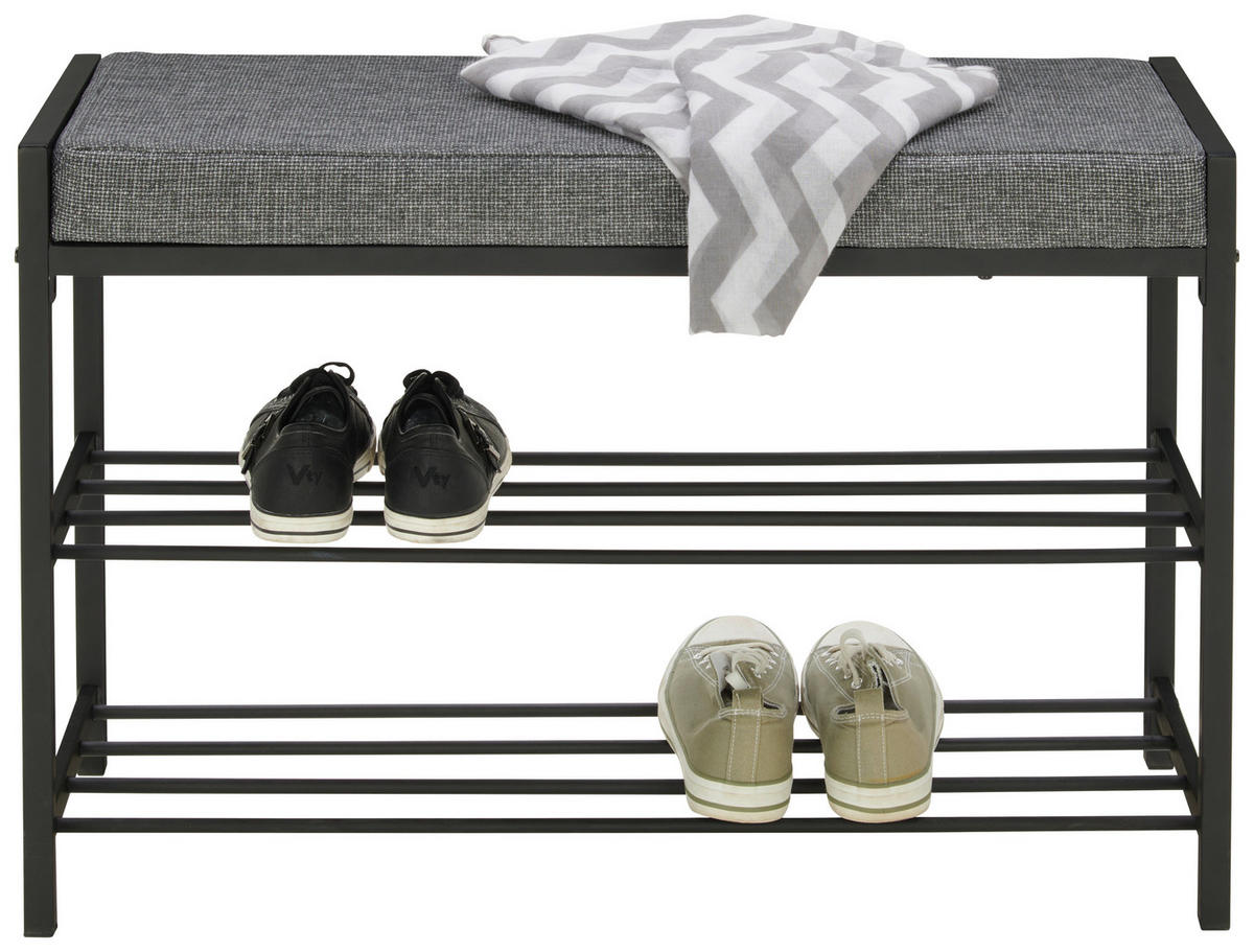 ELŐSZOBAPAD 80/52/30 cm  - fekete/sötétszürke, Design, textil/fém (80/52/30cm) - Carryhome