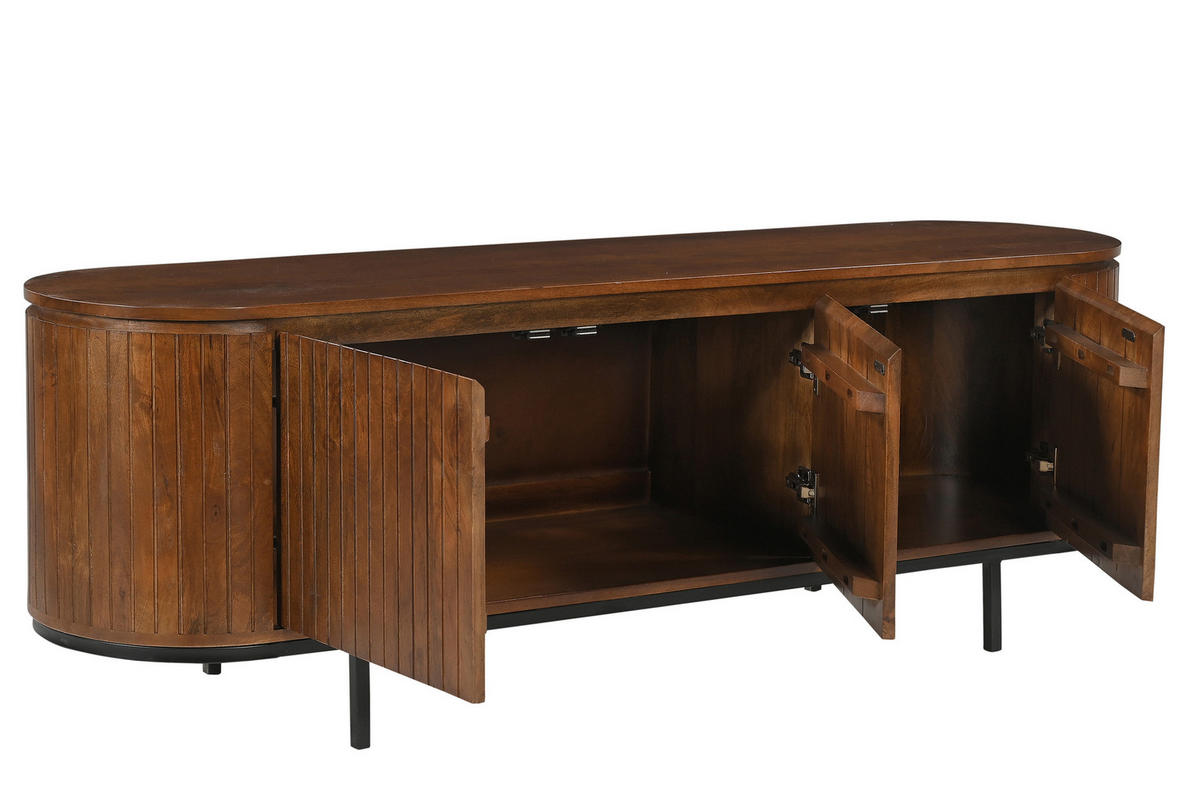 LOWBOARD  170/56/43 cm   - Schwarz/Naturfarben, Design, Holz/Metall (170/56/43cm) - MID.YOU