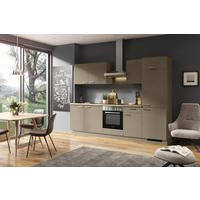 KÜCHENBLOCK 280 cm   in Graubraun  - Edelstahlfarben/Graubraun, Design, Holzwerkstoff/Metall (280cm) - Welnova