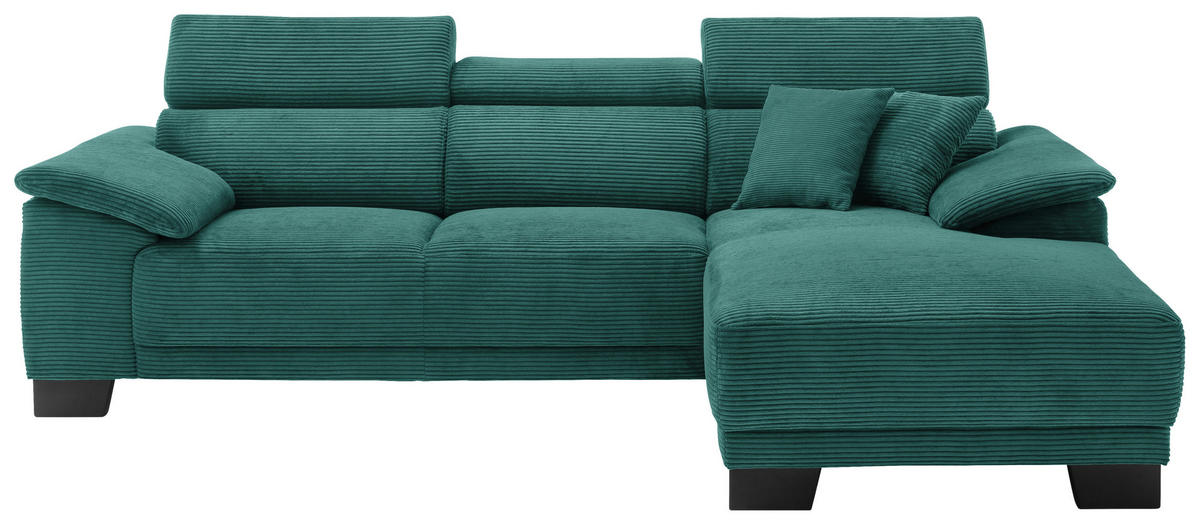 ECKSOFA in Cord Waldgrün  - Waldgrün/Schwarz, Design, Holz/Textil (270/174cm) - Pure Home Lifestyle