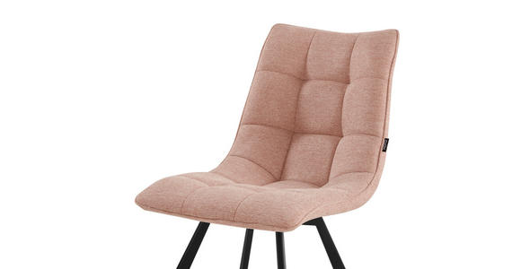 STUHL  Stoffauswahl Leinenoptik  - Schwarz/Rosa, Design, Textil/Metall (47/86/61cm) - Xora