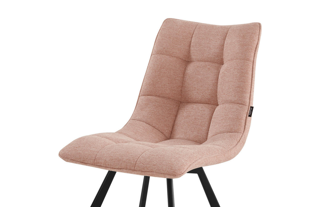 STUHL Leinenoptik Rosa, Schwarz  - Schwarz/Rosa, Design, Textil/Metall (47/86/61cm) - Xora