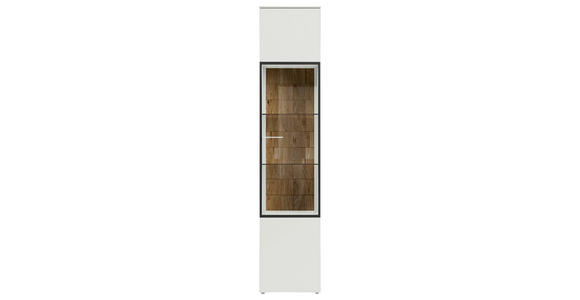 VITRINE  in massiv Eiche Weiß, Eichefarben - Eichefarben/Weiß, Design, Glas/Holz (45/215/42cm) - Moderano