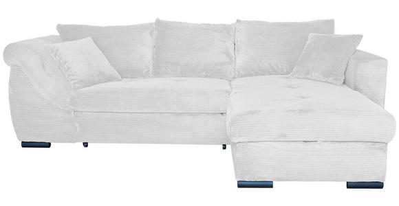 ECKSOFA Perlmutt Cord Zierkissen, Rückenkissen, Bettkasten, Schlaffunktion, Rücken echt, Liegefläche im Originalstoff  - Perlmutt/Schwarz, KONVENTIONELL, Textil/Metall (258/168cm) - Carryhome