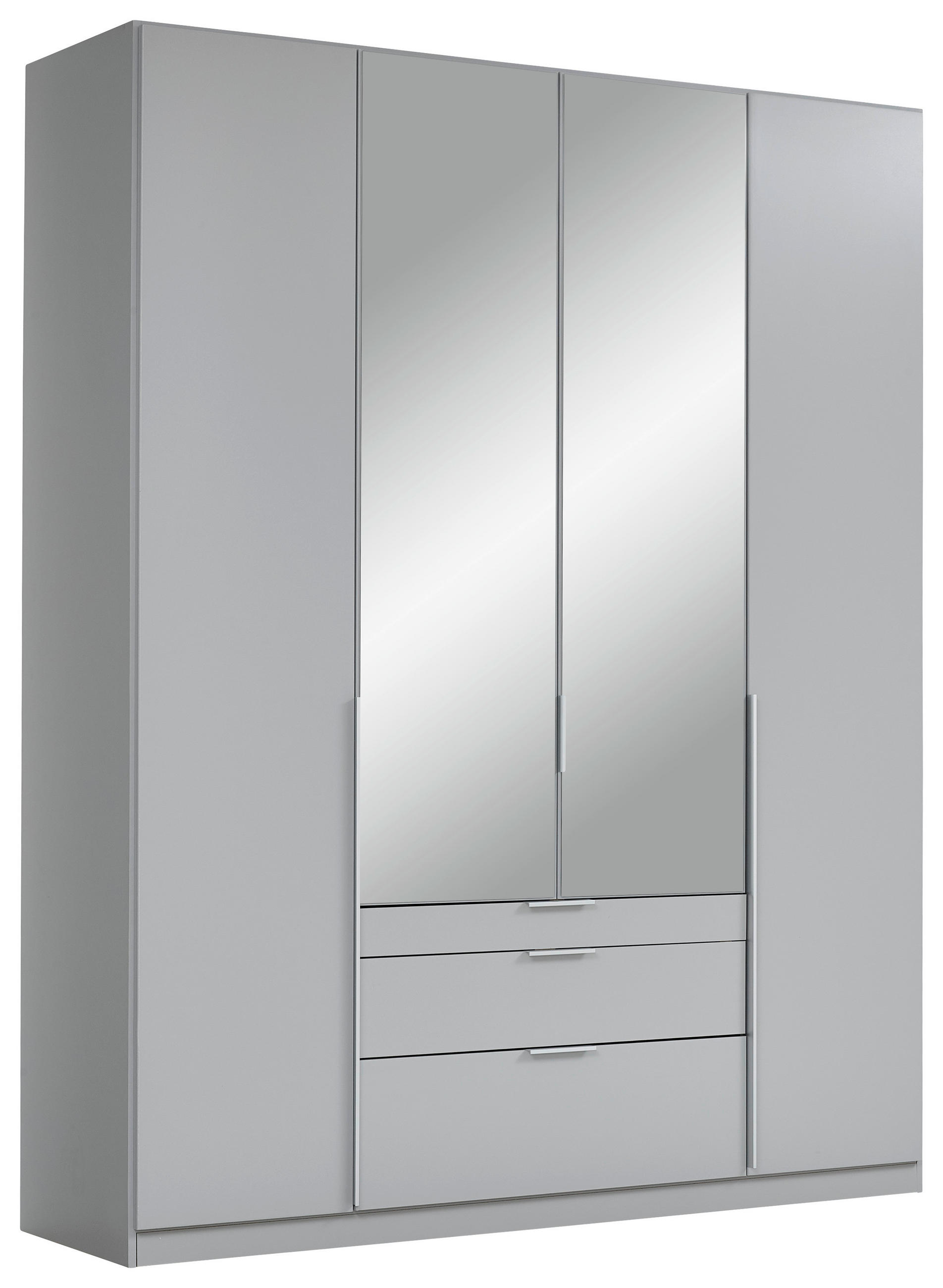 GARDEROB MED GÅNGJÄRNSDÖRRAR 181/229/54 cm ljusgrå, silver  - ljusgrå/aluminiumfärg, Modern, trämaterial (181/229/54cm) - Rauch Möbel