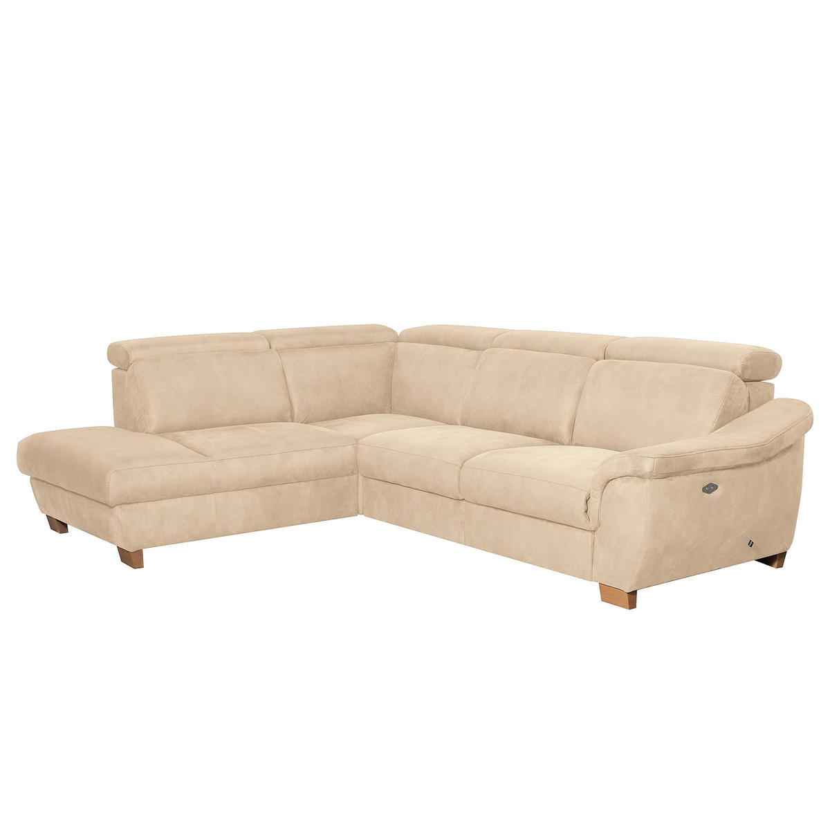 ECKSOFA TREND in Mikrofaser Beige Bettkasten, Relaxfunktion, Kopfteilverstellung  276/238 cm  - Beige/Naturfarben, Design, Holz/Textil (276/238cm) - Livetastic