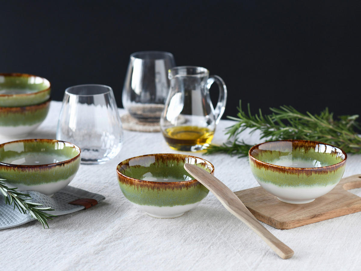 DIPSCHALENSET Keramik Steinzeug  - Weiß/Grün, Design, Keramik - Creatable