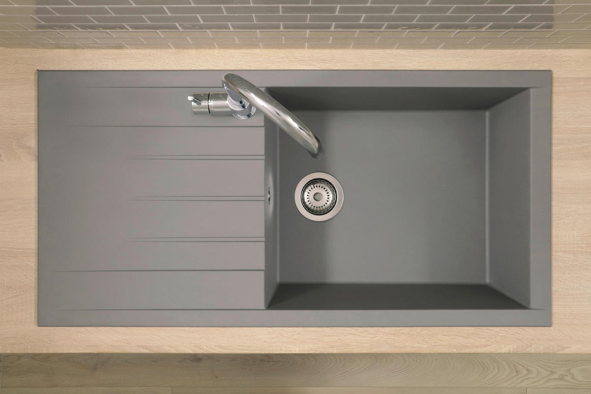 SPÜLE HOUSTON100X501BG  - Grau, Trend, Glas/Kunststoff (100/21/50cm) - Respekta