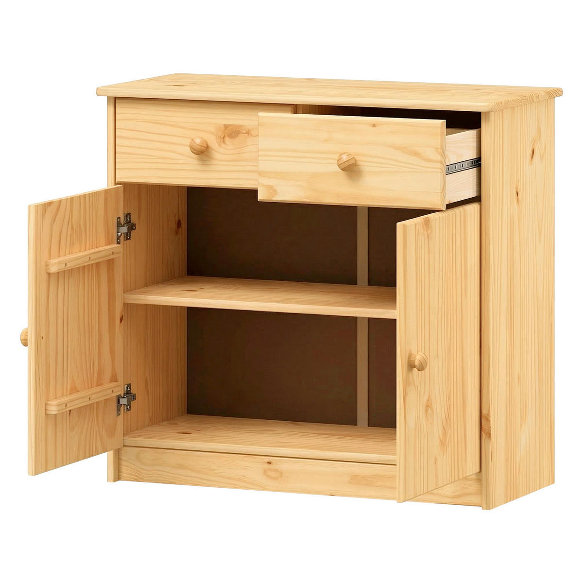 KOMMODE , 81/75/35 cm, 2 Schublade(n)  - Naturfarben, Basics, Holz (81/75/35cm) - Livetastic