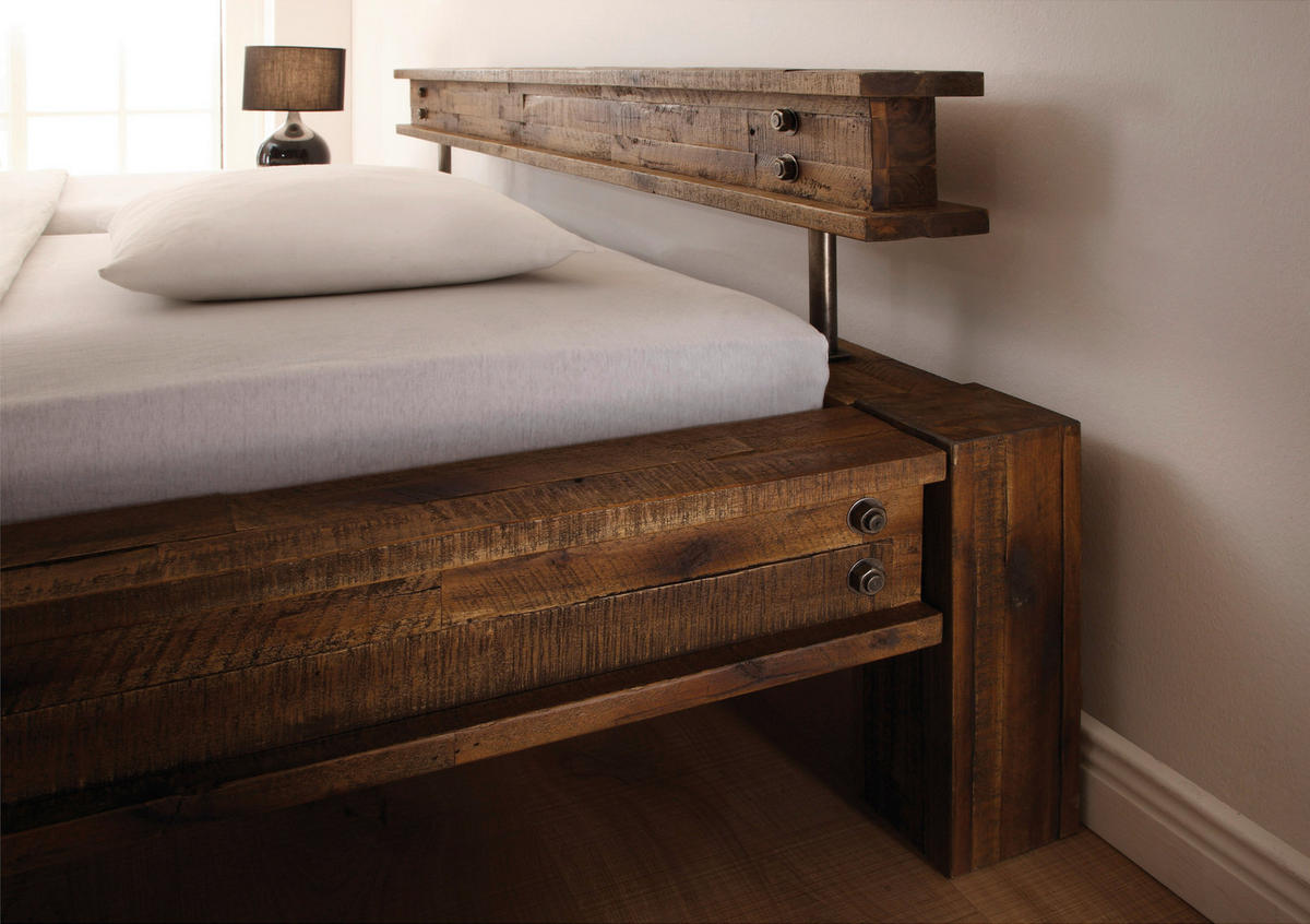 BALKENBETT 140/200 cm  in Akaziefarben  - Akaziefarben, Design, Holz (140/200cm) - Hasena