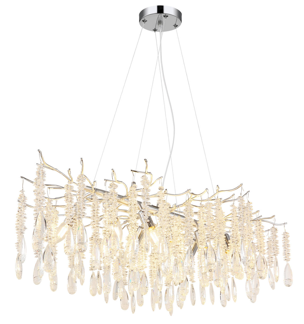 HÄNGELEUCHTE 100/60/120 cm  - Klar/Silberfarben, Design, Glas/Kunststoff (100/60/120cm) - Globo