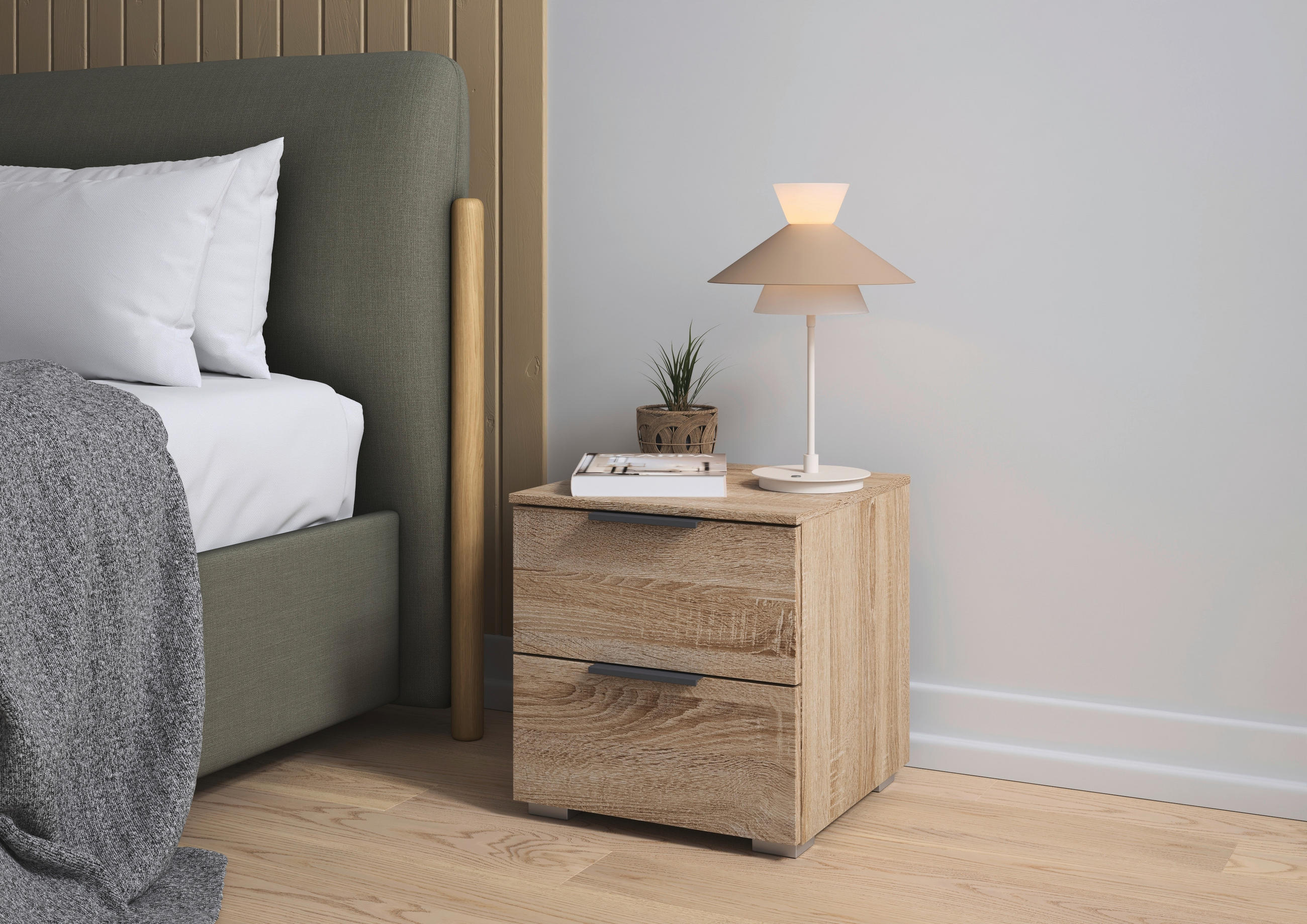 NACHTSCHRANK 40/42/42 cm  - Alufarben/Grau, MODERN, Holzwerkstoff (40/42/42cm) - Rauch Möbel