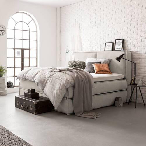 BOXSPRINGBETT 180/200 cm  in Beige  - Beige, Design, Textil (180/200cm) - home24
