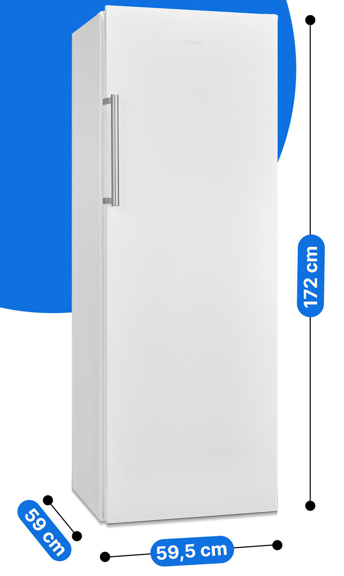 KÜHLSCHRANK 59,5/172/59 cm VS 7345 weiß 60cm E 322L  - Weiß, Basics (59,5/172/59cm) - Bomann
