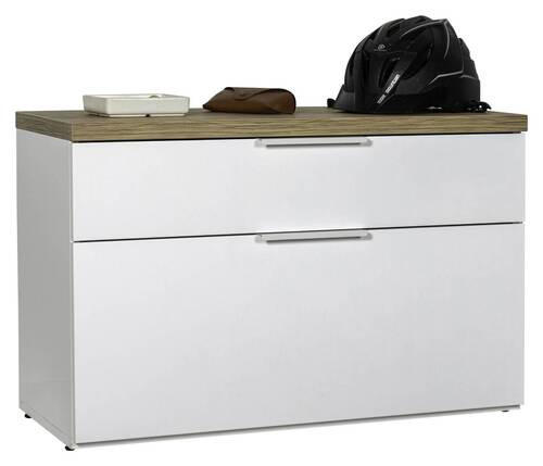 GARDEROBENBANK Eichefarben, Weiß Hochglanz  - Eichefarben/Weiß Hochglanz, MODERN, Kunststoff/Metall (82/53/35cm) - Carryhome