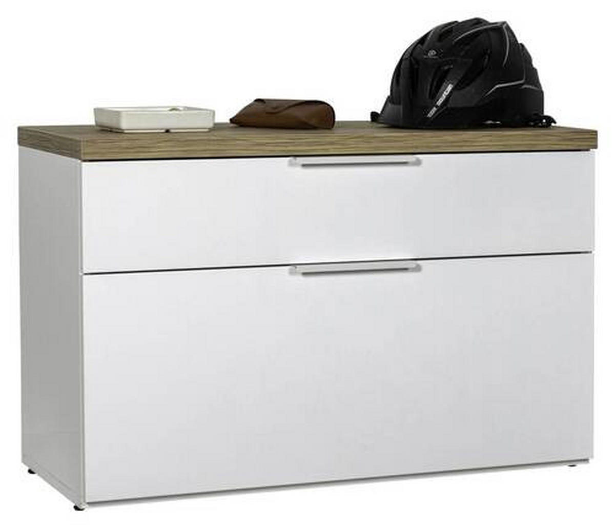 GARDEROBNA KLOP barve hrasta, bela, visoki sijaj - srebrne barve/črna, Moderno, kovina/umetna masa (82/53/35cm) - Carryhome