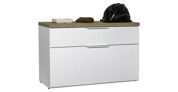 GARDEROBENBANK Eichefarben, Weiß Hochglanz - Eichefarben/Weiß Hochglanz, MODERN, Kunststoff/Metall (82/53/35cm) - Carryhome