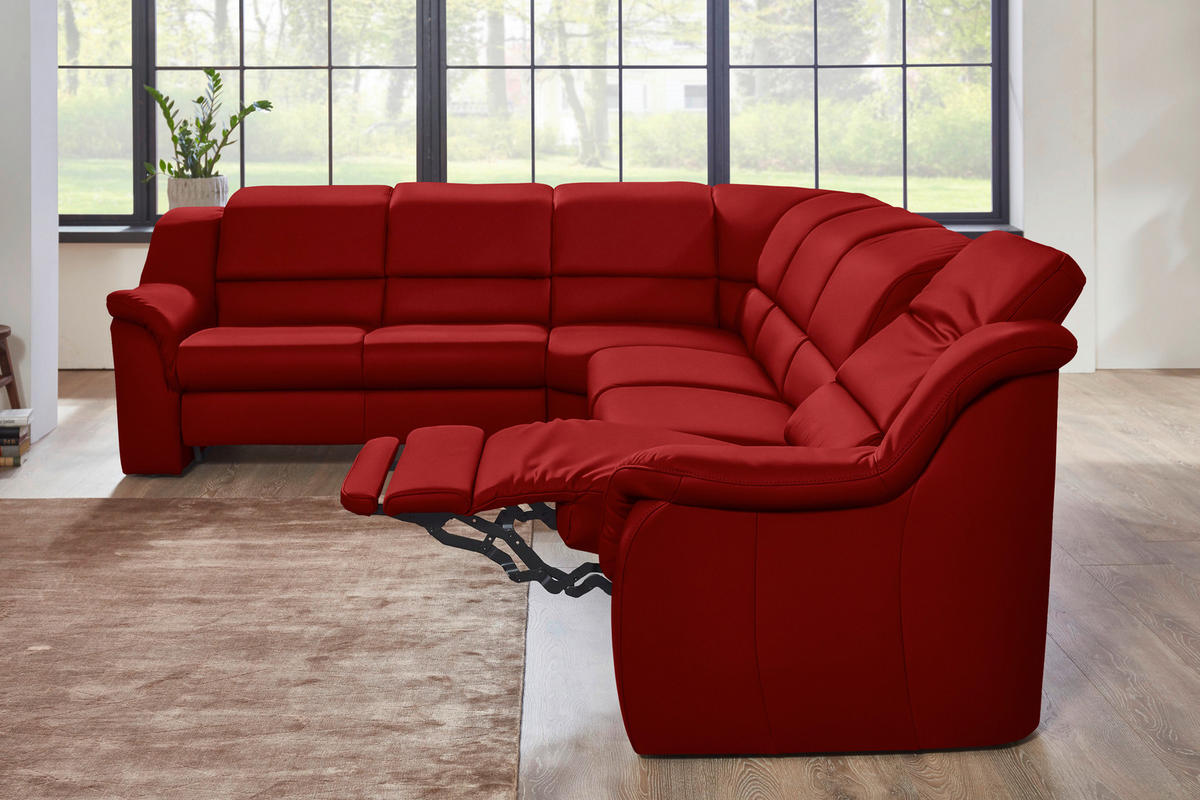 ECKSOFA  in Echtleder Rot  260/324 cm  - Rot/Schwarz, KONVENTIONELL, Leder/Kunststoff (260/324cm) - Cantus