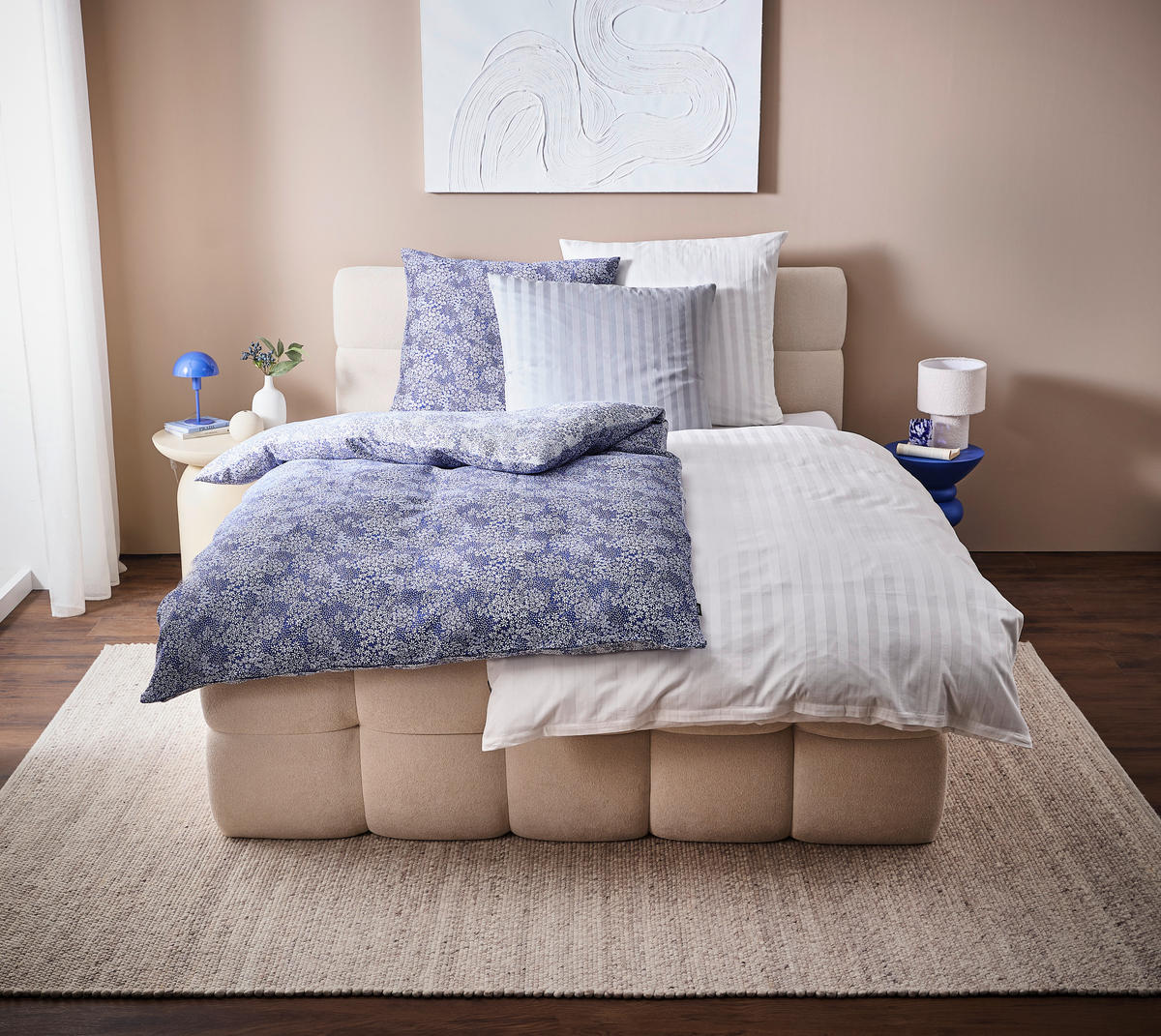 BETTWÄSCHE Satin 135/200 cm  - Blau/Weiß, Design, Textil (135/200cm) - Novel