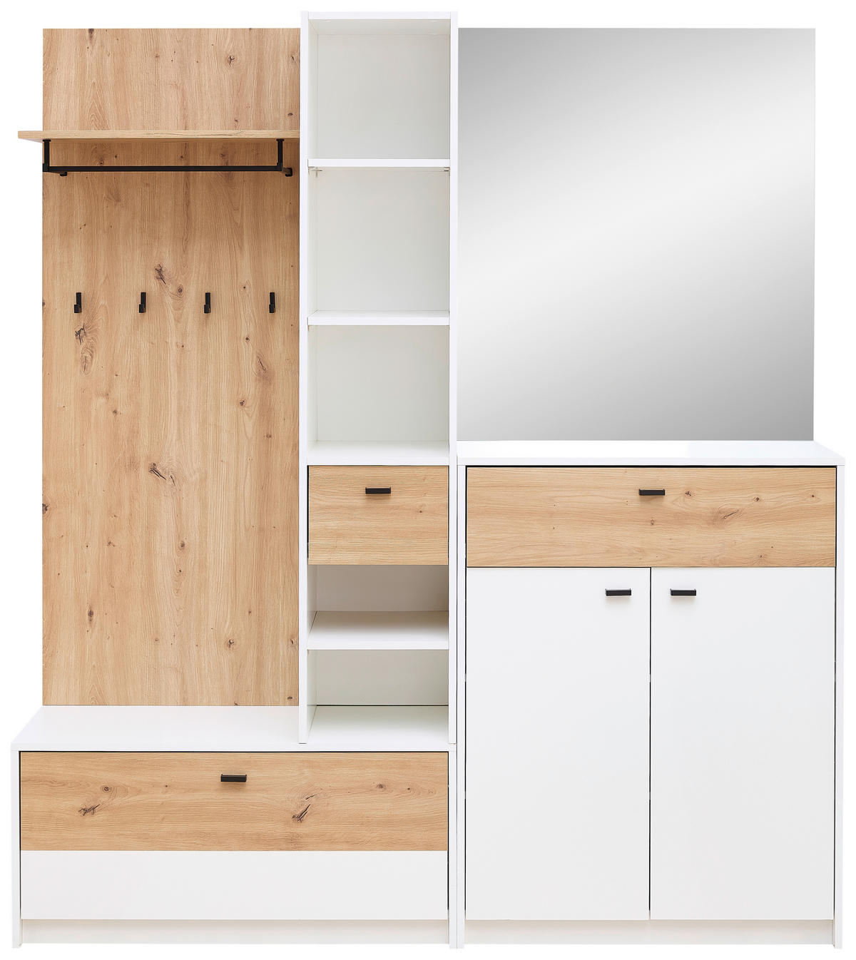 PREDSOBA bela, hrast artisan - bela/hrast artisan, Design, steklo/leseni material (173/195/38cm) - Xora