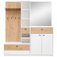 GARDEROBE 5-teilig  in 169/195/38 cm  - Weiß/Eiche Artisan, Design, Glas/Holzwerkstoff (169/195/38cm) - Xora