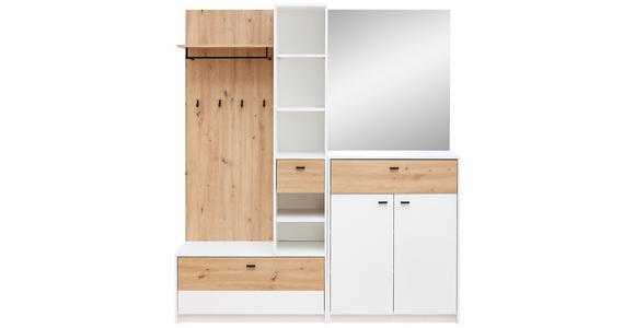 GARDEROBE 5-teilig  in 169/195/38 cm  - Weiß/Eiche Artisan, Design, Glas/Holzwerkstoff (169/195/38cm) - Xora