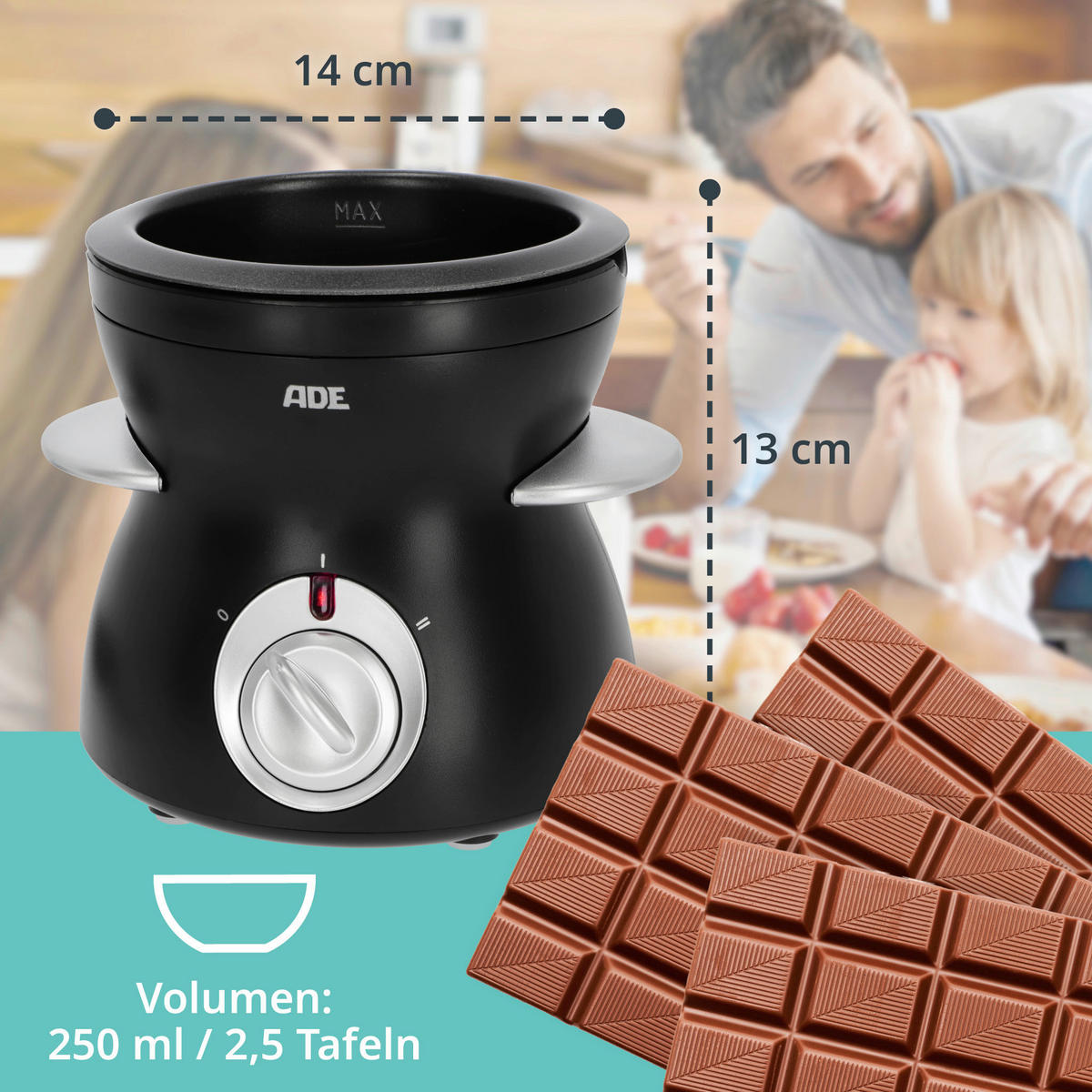 SCHOKOLADENFONDUESET  - Schwarz, Basics, Kunststoff (14,3/13/13,10cm) - ADE