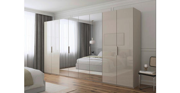 DREHTÜRENSCHRANK 400/235/61 cm,  in Champagner, 8-türig  - Champagner, Basics, Glas/Holzwerkstoff (400/235/61cm) - Novel