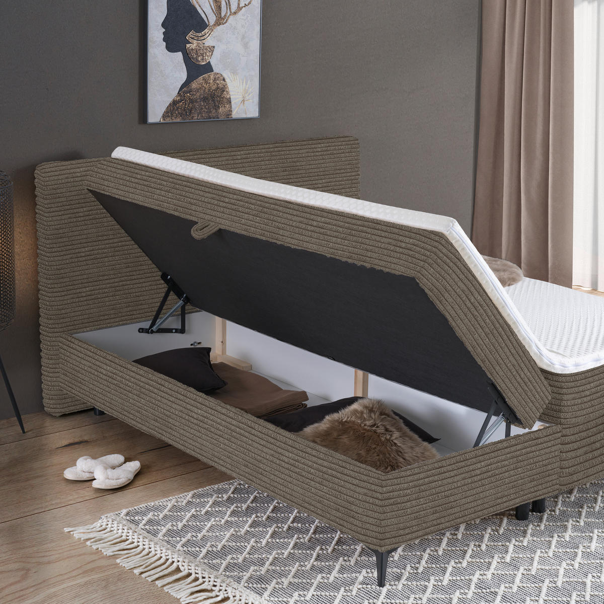 BOXBETT 180/200 cm  in Braun  - Schwarz/Braun, Design, Holz/Holzwerkstoff (180/200cm) - Xora