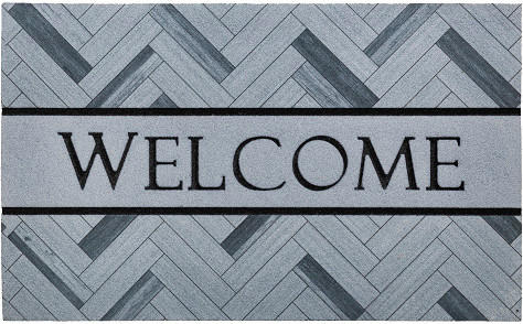FUßMATTE 75/45 cm Welcome Herringbone  - Grau, KONVENTIONELL, Kunststoff/Textil (75/45cm) - Esposa