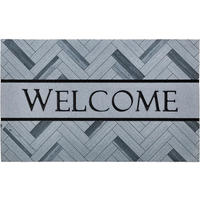 FUßMATTE 75/45 cm Welcome Herringbone  - Grau, KONVENTIONELL, Kunststoff/Textil (75/45cm) - Esposa