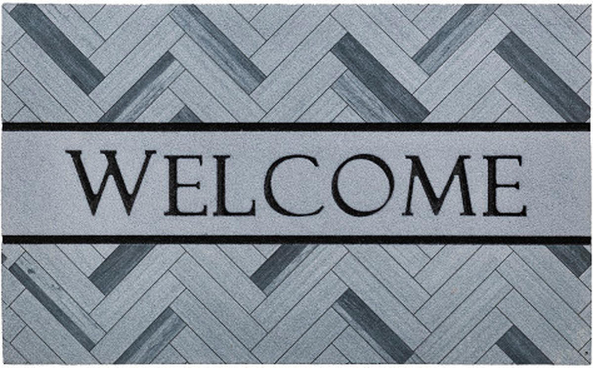 FUßMATTE 75/45 cm Welcome Herringbone  - Grau, KONVENTIONELL, Kunststoff/Textil (75/45cm) - Esposa