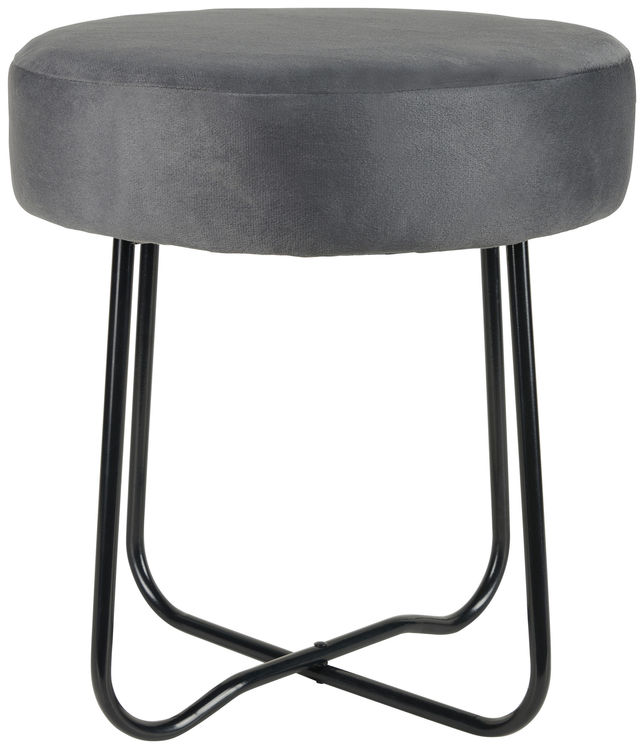 TABURETKA, kov, plast, textil, kompozitné drevo, 35/40 cm - čierna/sivá, Design, kov/kompozitné drevo (35/40cm) - Ambia Home