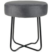 TABURETKA, kov, plast, textil, kompozitné drevo, 35/40 cm - čierna/sivá, Design, kov/kompozitné drevo (35/40cm) - Ambia Home