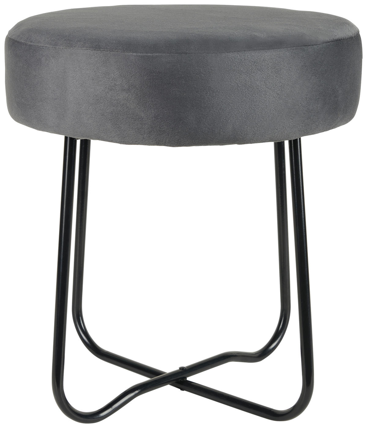 TABURETKA, kov, plast, textil, kompozitné drevo, 35/40 cm - čierna/sivá, Design, kov/kompozitné drevo (35/40cm) - Ambia Home