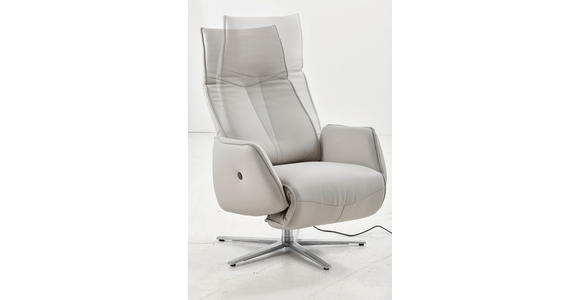 RELAXSESSEL in Leder Hellgrau - Edelstahlfarben/Hellgrau, Design, Leder (71/114/84cm) - Johann Jakob