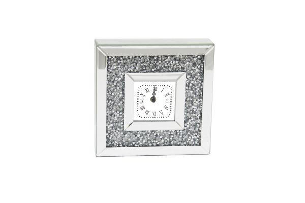 BORDSKLOCKA 25,5/25,5/6,5 cm   - silver/transparent, Design, trämaterial/glas (25,5/25,5/6,5cm) - Ambia Home