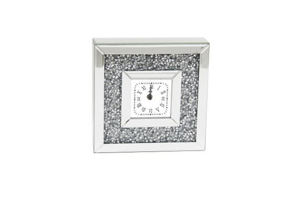 NAMIZNA URA  srebrne barve, prosojno  - srebrne barve/prosojno, Basics, steklo/leseni material (25,5/25,5/6,5cm) - Ambia Home