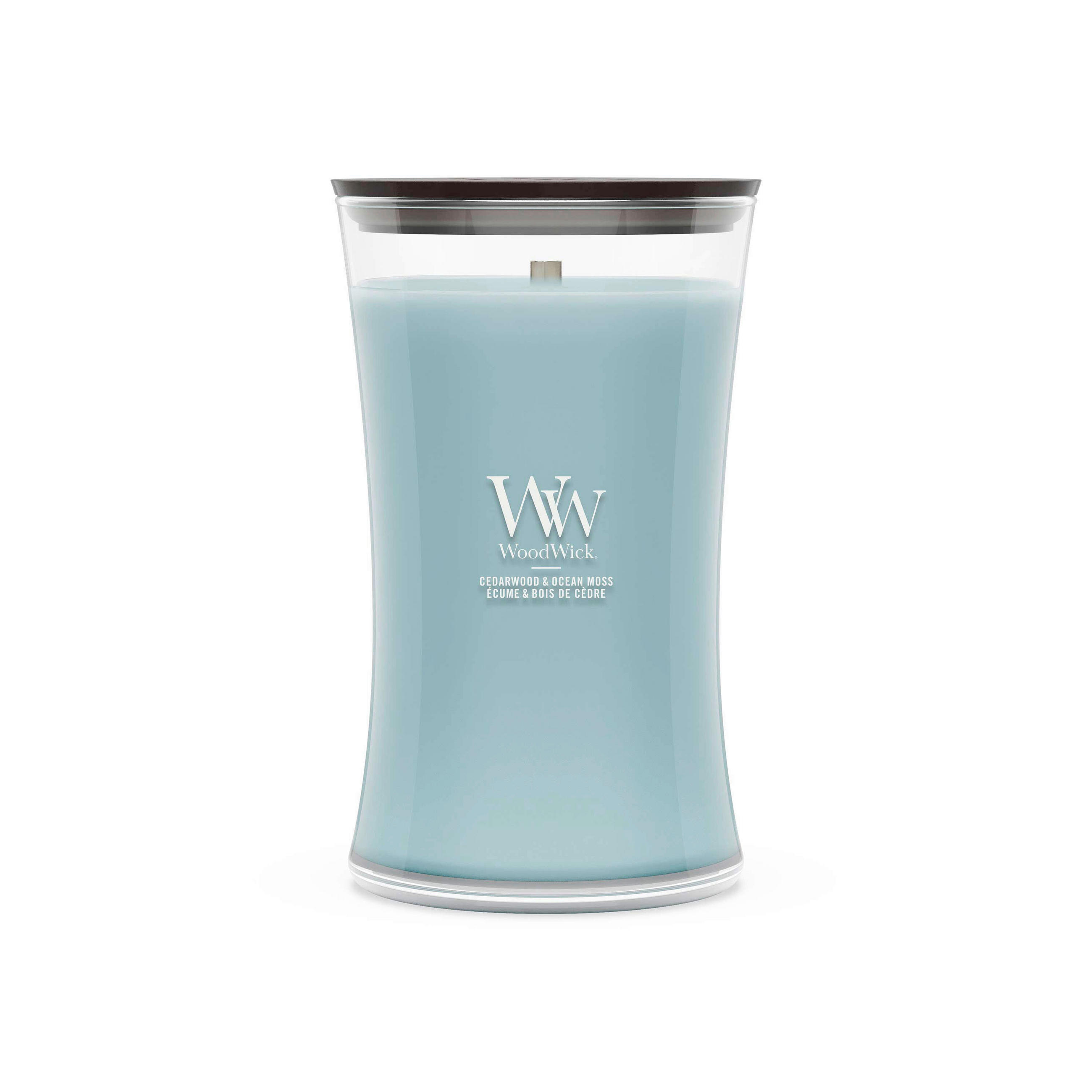 MIRISNA SVEĆA  svetloplava  - svetloplava, Osnovno, staklo/drvo (10/18/10cm) - WoodWick