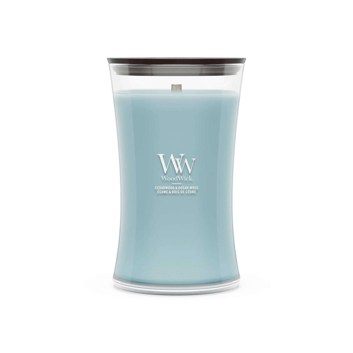 MIRISNA SVEĆA  svetloplava  - svetloplava, Osnovno, staklo/drvo (10/18/10cm) - WoodWick