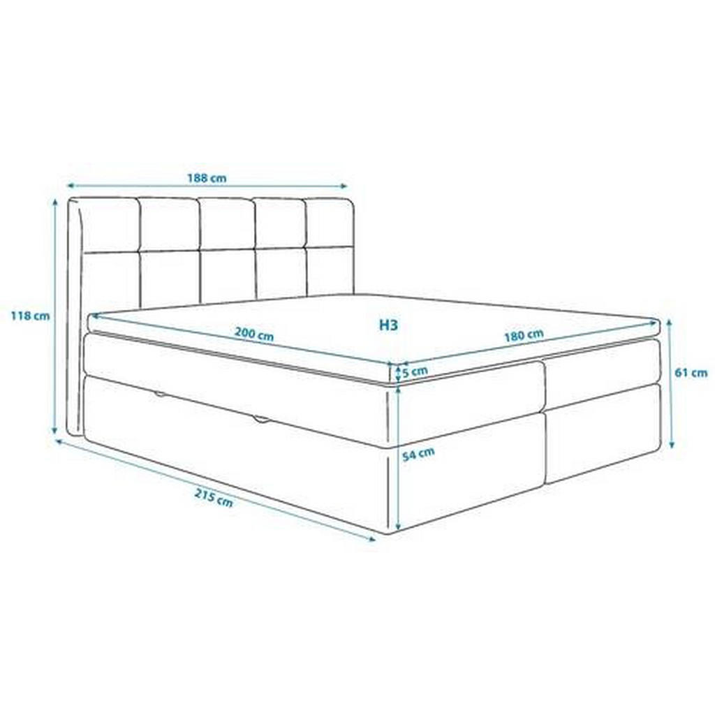 Thumbnail - Mid.you Boxbett, Beige, Holz, Textil, H3, Höhe ca. 19 cm, 180x200 cm, in verschiedenen Größen erhältlich, Topper durchge...