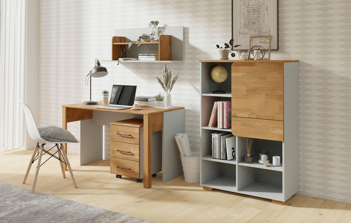 SCHREIBTISCH 125/65/73 cm  in Grau, Eichefarben  - Eichefarben/Grau, KONVENTIONELL, Holz/Holzwerkstoff (125/65/73cm) - Cantus