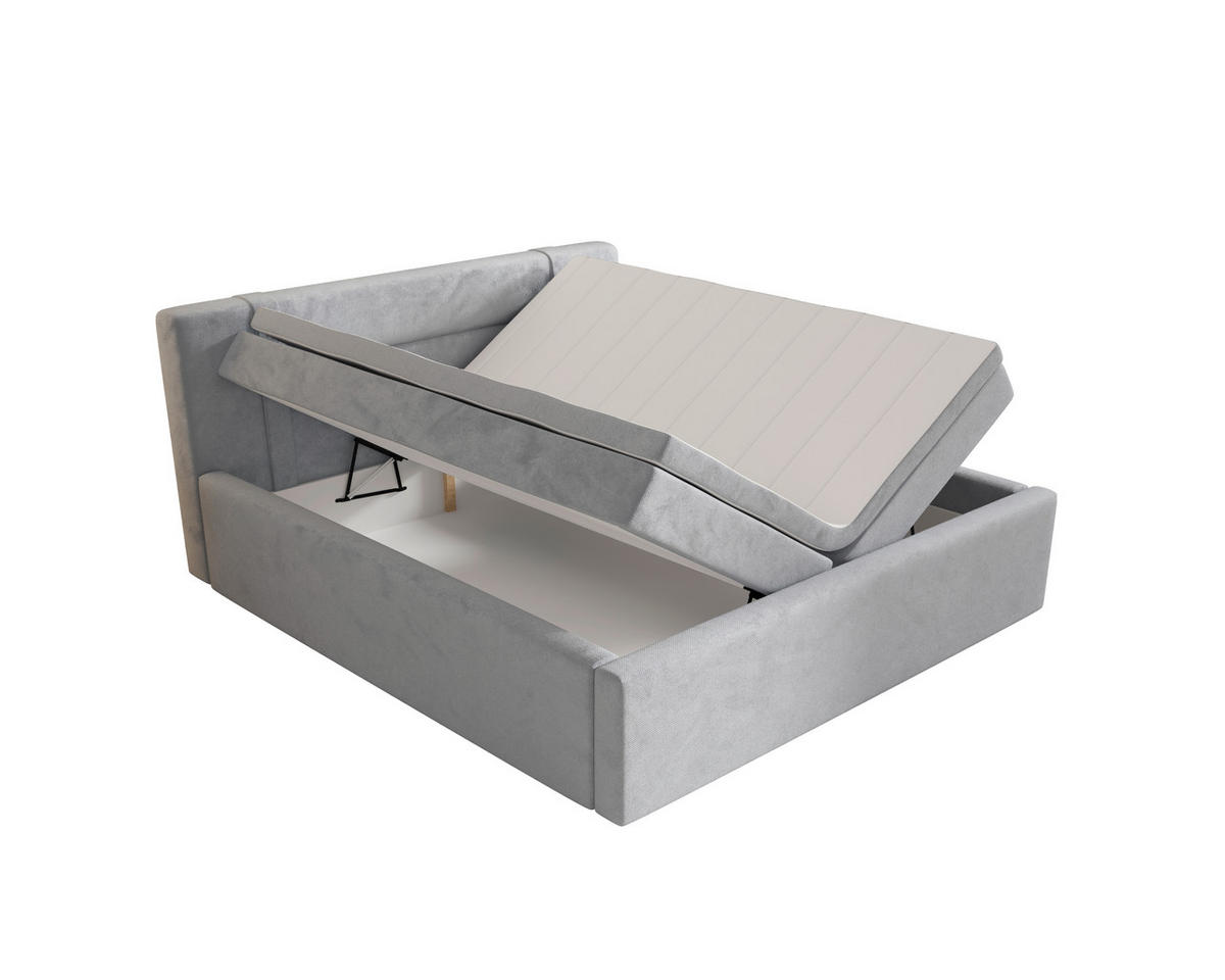 BOXBETT 180/200 cm,  in Grau, Bettkasten, Topper, H2 = mittel  - Grau, MODERN, Textil (180/200cm) - MID.YOU