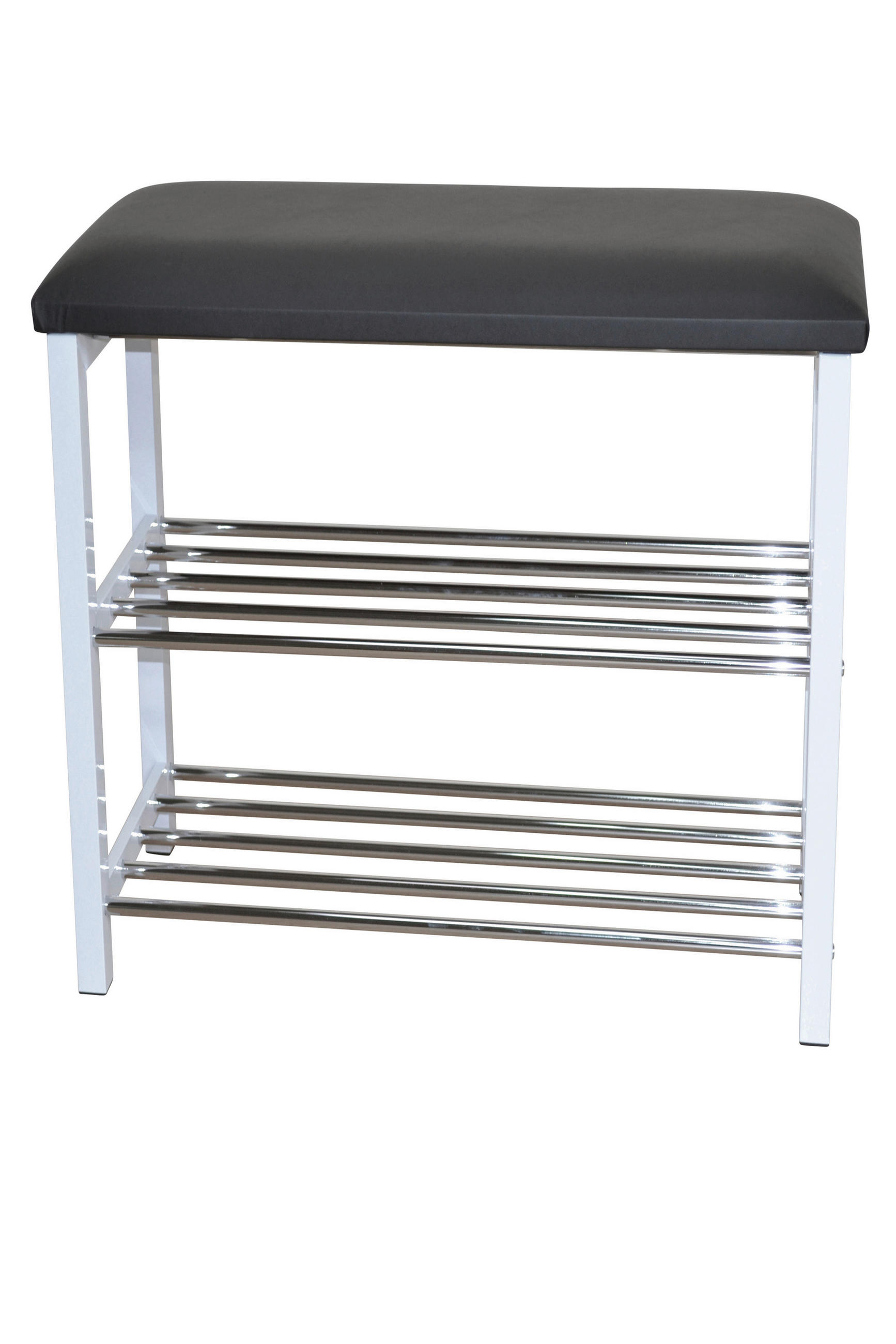 SCHUHBANK  in 57/50/30 cm  - Schwarz/Weiß, Design, Textil/Metall (57/50/30cm) - MID.YOU