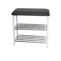 SCHUHBANK  in 57/50/30 cm  - Schwarz/Weiß, Design, Textil/Metall (57/50/30cm) - MID.YOU