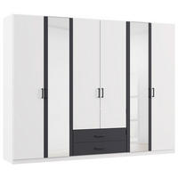 KLEIDERSCHRANK 271/210/54 cm,  in Grau, Weiß, 6-türig  - Weiß/Grau, KONVENTIONELL, Holzwerkstoff/Kunststoff (271/210/54cm) - Rauch Möbel