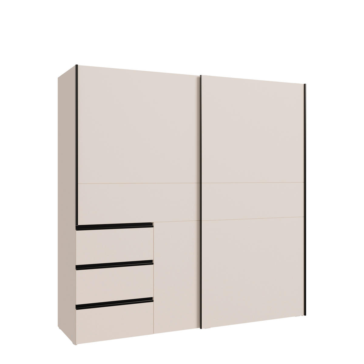 ORMAR S KLIZNIM VRATIMA boje pijeska   - boje pijeska/crna, Moderno, drvni materijal/metal (170,3/200,5/61,2cm) - Carryhome