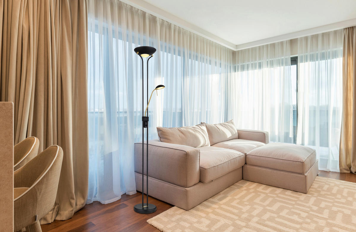 STOJEČA SVETILKA        25,5/180 cm       - črna/opal, Trend, kovina/umetna masa (25,5/180cm) - Globo